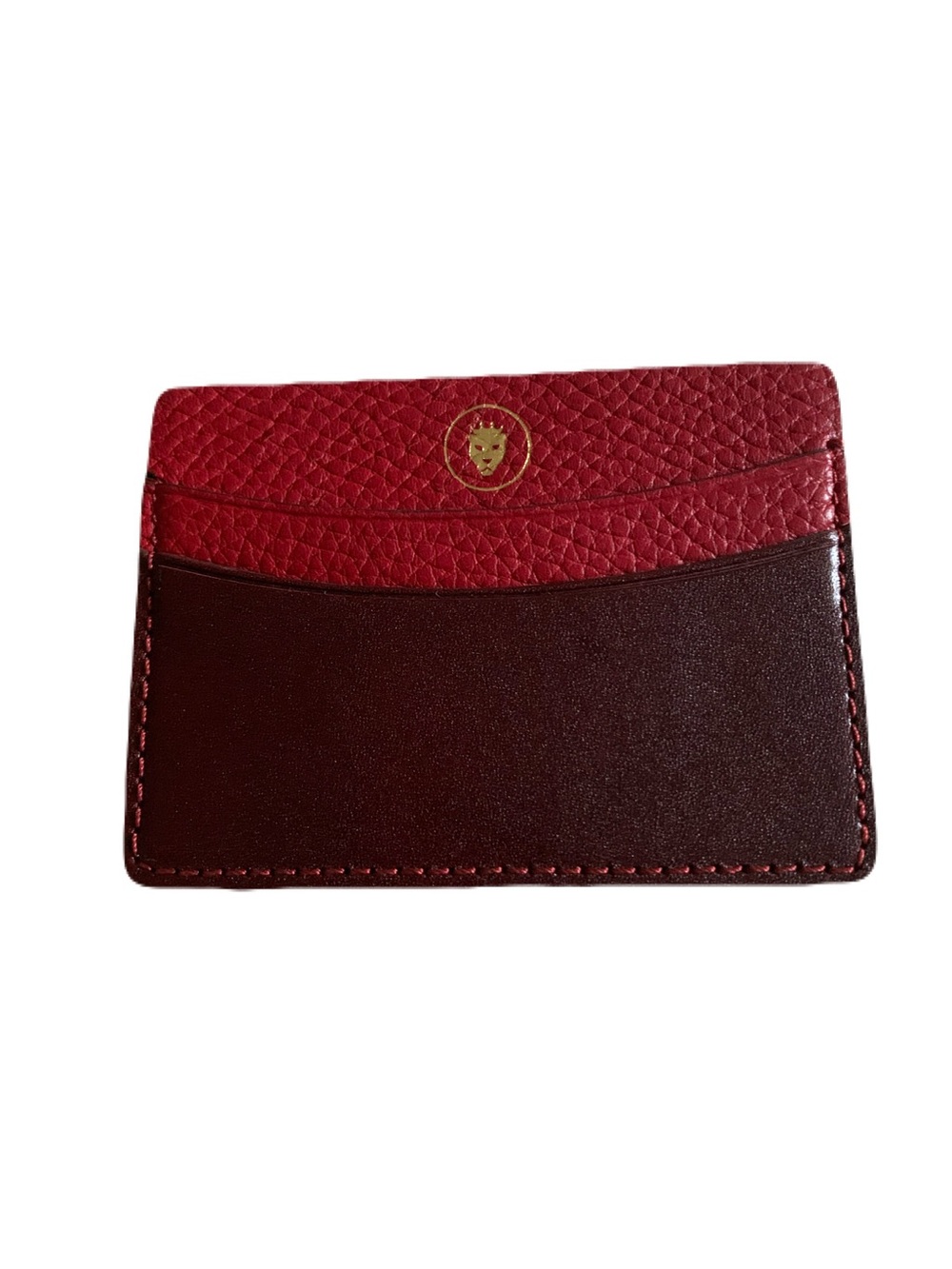 Men's Two-Tone Red Burgundy Leather 5 Pocket Credit Business Card Case USA Made